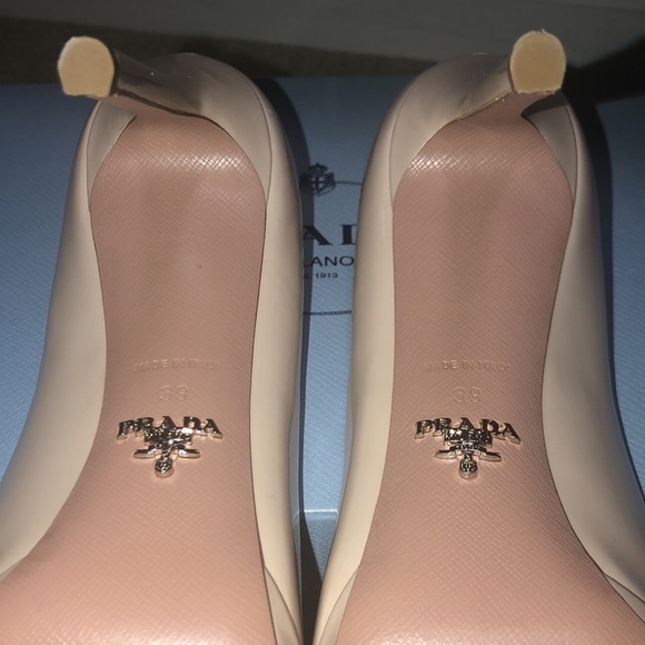 PRADA Nude Patent Leather Platform Peep Toe Pumps size 39 - Picture 6 of 11